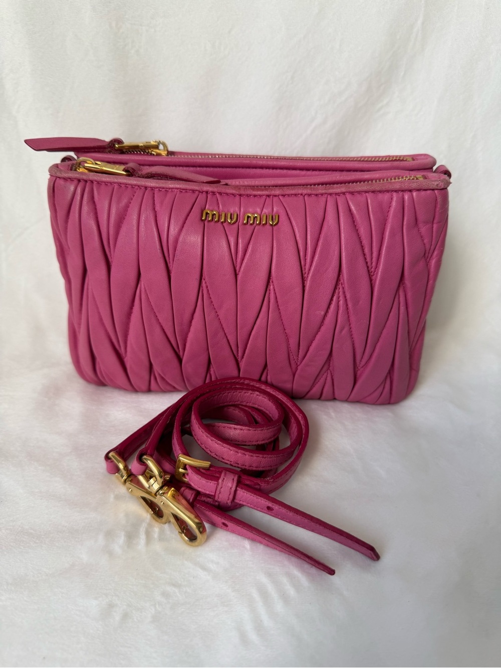 Miu Miu Pink Matelasse Shoulder Bag